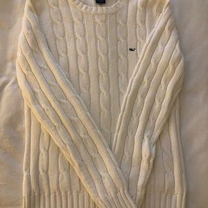 Vineyard Vines White Crew-Neck Cable Knit Sweater